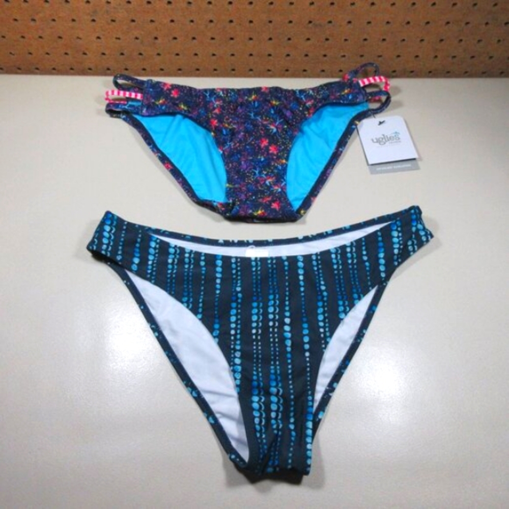 Dolfin Cupshe womens colorful geometric bikini swim bottom bundle L NWT (2)